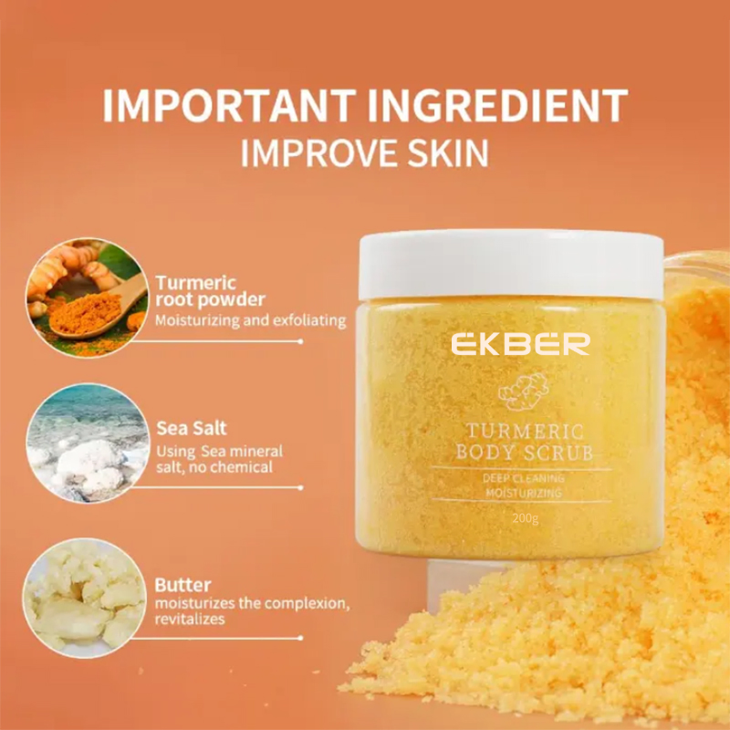 Herbal Turmeric Salt Scrub Organic Exfoliator Smoothing Whitening Skin Body Scrub