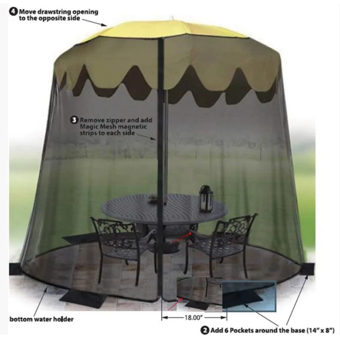 Hiking High Quality Outdoor Universal Waterproof Mosquito Net Curtains Water Resistant Gazebo 10X12 Replacement Mosquito Netting