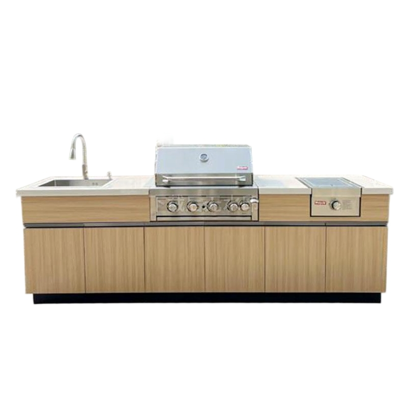 Foldable Patio Outdoor Kitchen with Dimmable Ambient Lighting