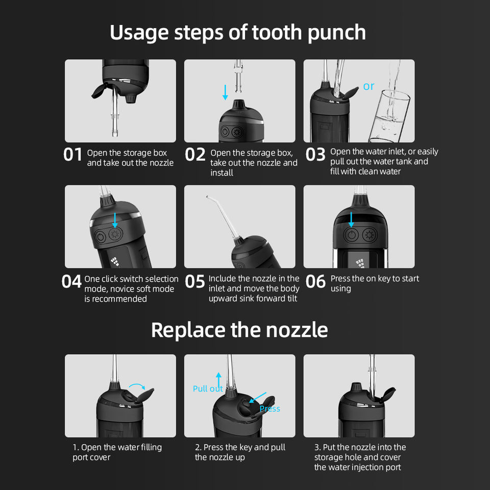 Water Flosser 6 Modes Cordless Ipx7 Waterproof High Pulse Small Dental Oral Irrigator