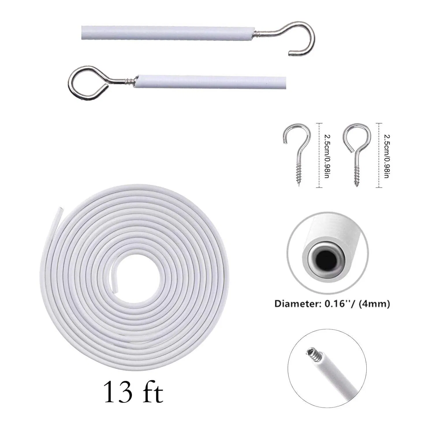 Customized Curtain Accessory Wire for Curtain Tensioner Curtain Wire with Quality Hooks