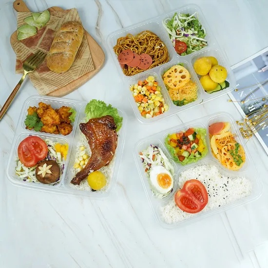 33oz 39oz Plastic Takeaway Bento Box Microwaveable 3 Compartment Container
