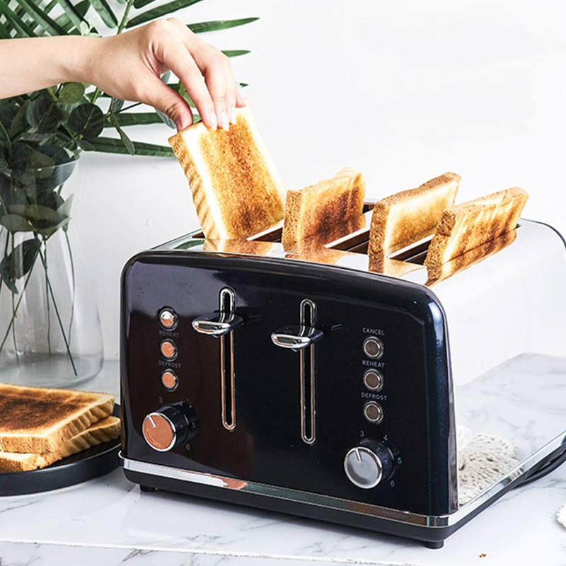High-Quality 4-Slice Toaster Stainless Steel 6-Speed Home Breakfast Sandwich Maker Toaster