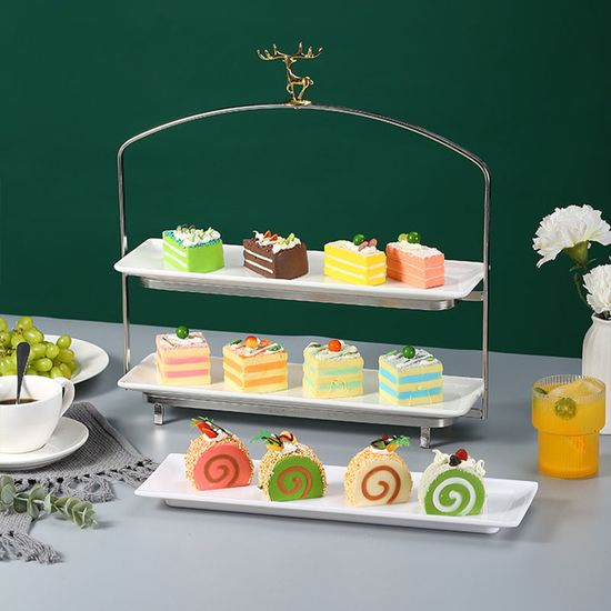 Two-Layer Afternoon Tea Dessert Display Rack Buffet Fruit Plate for Buffet Hotel Party Wedding