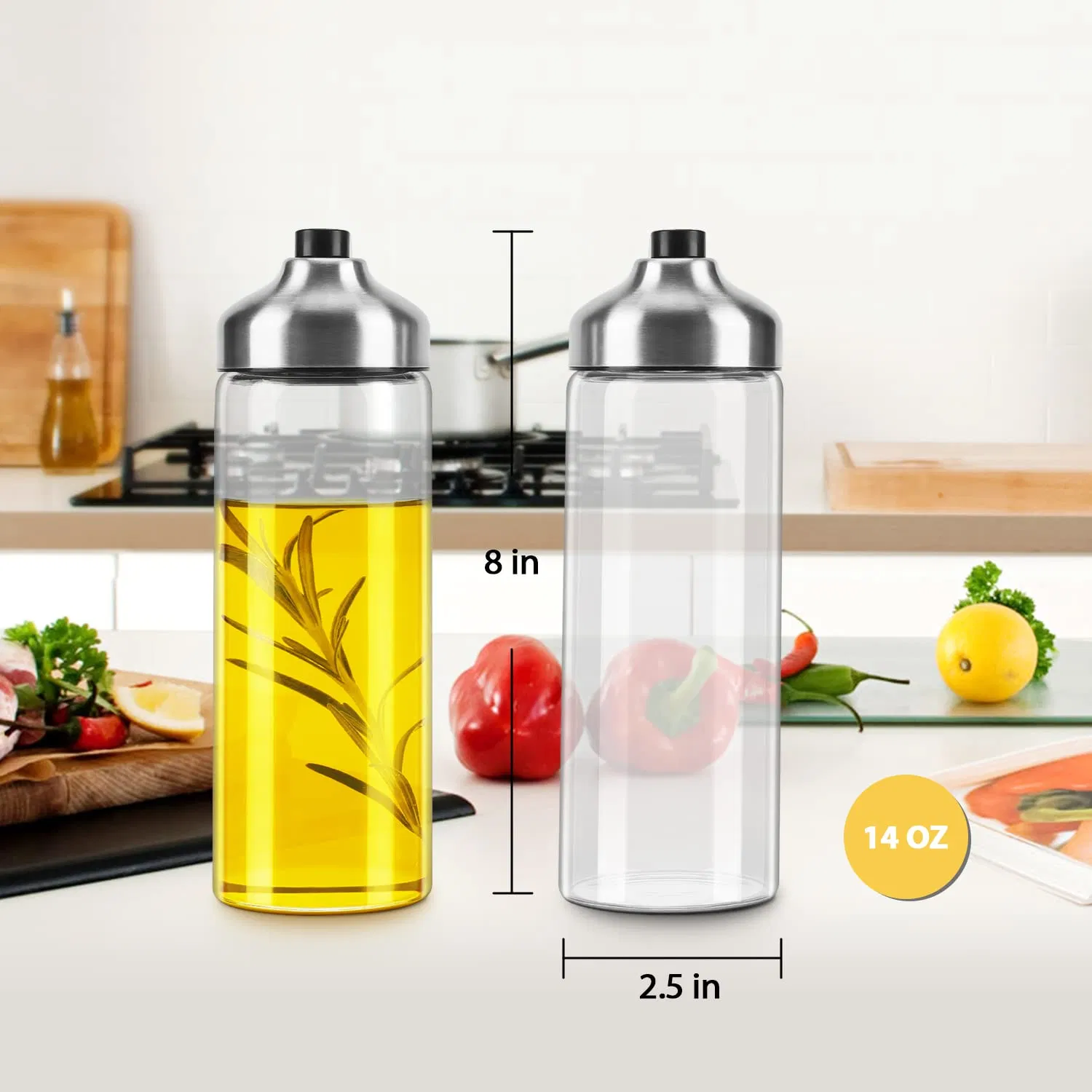 Glass Oil and Vinegar Dispenser Bottles for Kitchen Olive Oil Dispenser
