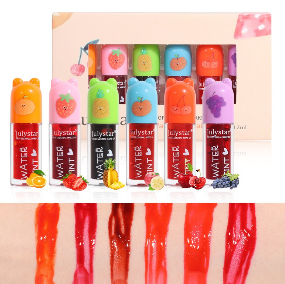 Online Wholesale in Stock 6 Colors Moisturizing Lip Gloss Jelly Non Sticky Cup Sexy Liquid Lipstick Cherry Red Pink Glitter Lip Tint Korean Lips Makeup Set