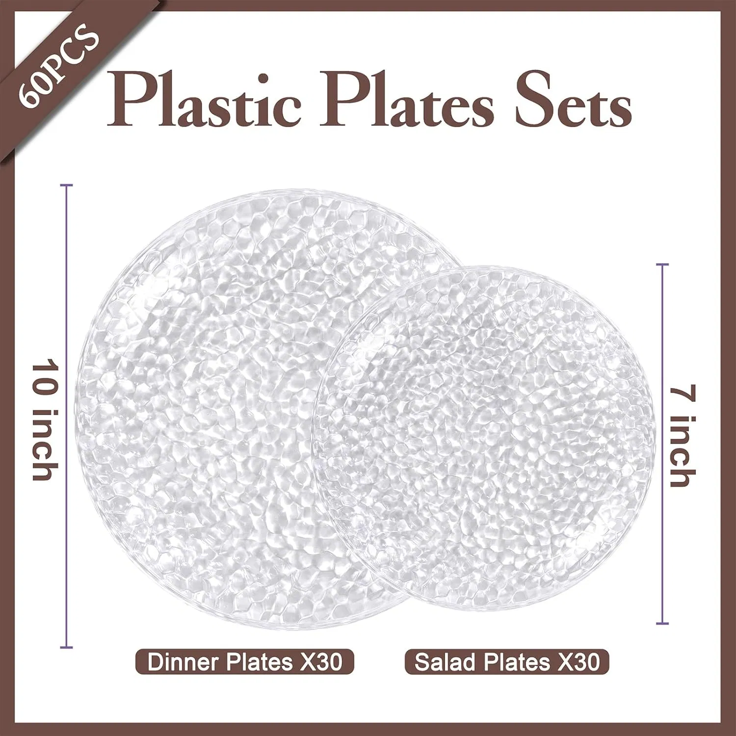Elegant Clear Plastic Hammered Party Plates for Salads