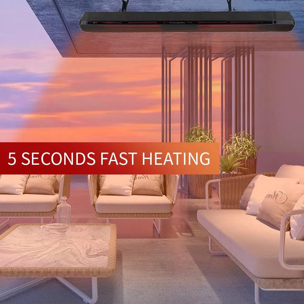 Smart Home Appliance Waterproof Wall Mounted 2200 Watt Electric Heater with Glass Ceramic Far Infrared Radiator Panel