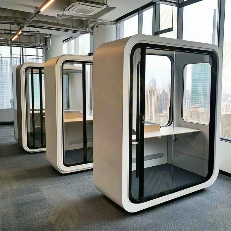 Single Seat Office Meeting Booth with Computer Desk for Private Working Movable Silence Soundproof Booth Office Pod