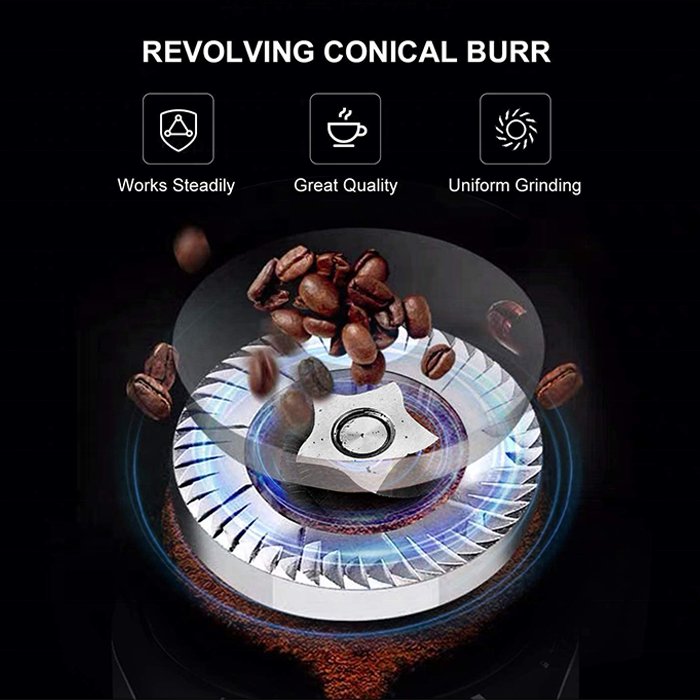 Cg-001 Professional Electric Conical Burr Coffee Grinder Adjustable Household Blade Coffee Grinder