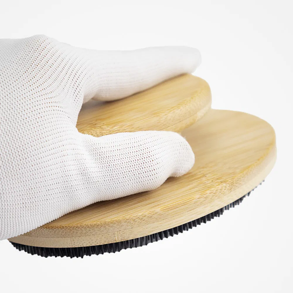 Fine Silicone Exfoliating Body Shower Bath Brush with Bamboo Wood Handle