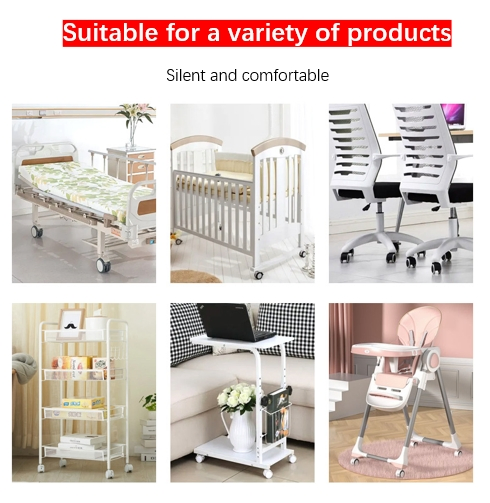 Hospital Medical Bed Casters PVC Twin-Wheel Medical Casters