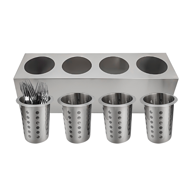 Daosheng Kitchen Stainless Steel 4-Grid Utensil Holder Flatware Cylinder Storage Caddy
