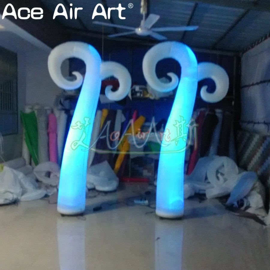 Inflatable Lighting Stage Decoration Inflatable Sheep Horns Illuminating Pillars Balloon with Air Blower