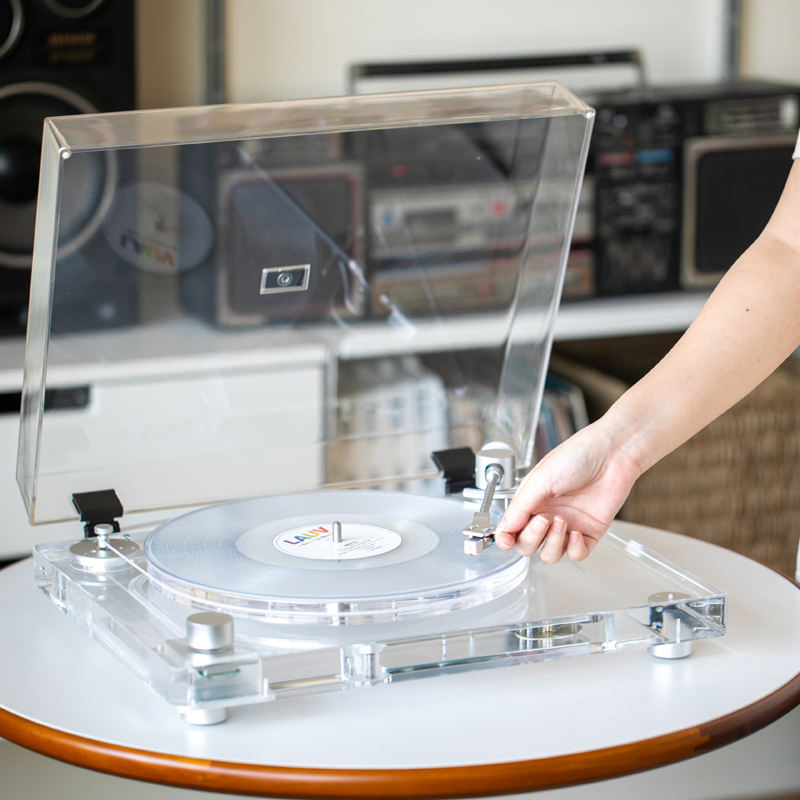 Most Popular Creative Acrylic Transparent Turntable Vinyl Records Player Gramophone with Automatic Pause