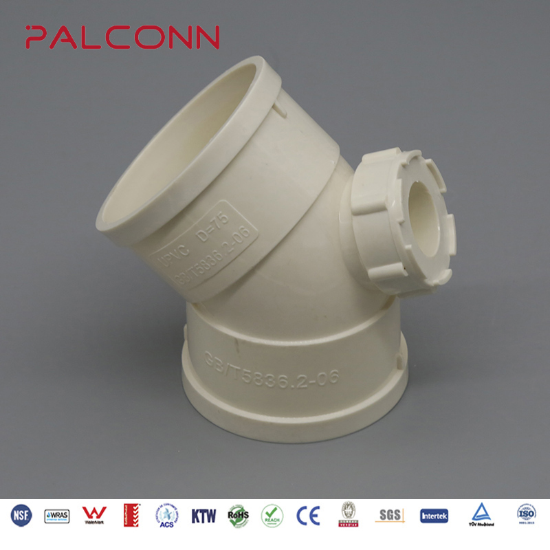 ISO Standard 75mm White Color PVC Equal Tee for Wastewater Drainage