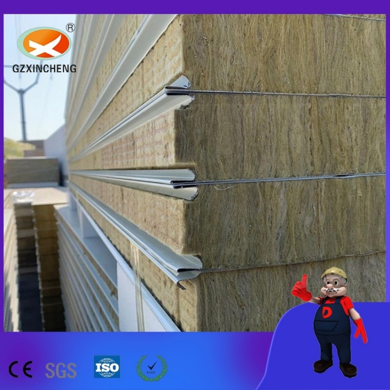 Heat Resistant Glass Magnesium Rock Wool Sandwich Wall Panel