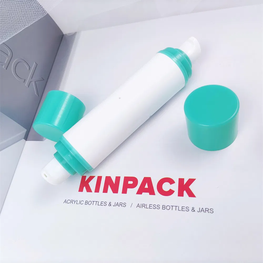 Two Head Smooth White Airless Bottle with Pump Bottle with Two Pump Heads 15ml 30ml 50ml