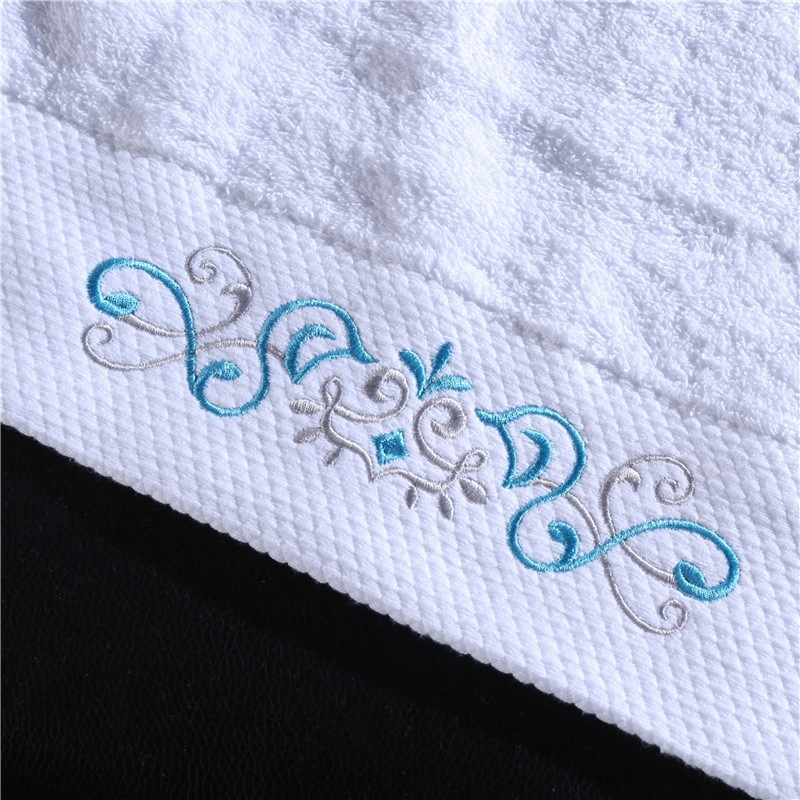 Hotelier Popular 100% Cotton Material Dobby Hotel Towels White Bath Hand Towels for Hotel Salon SPA Home Embroidery Towel Sets