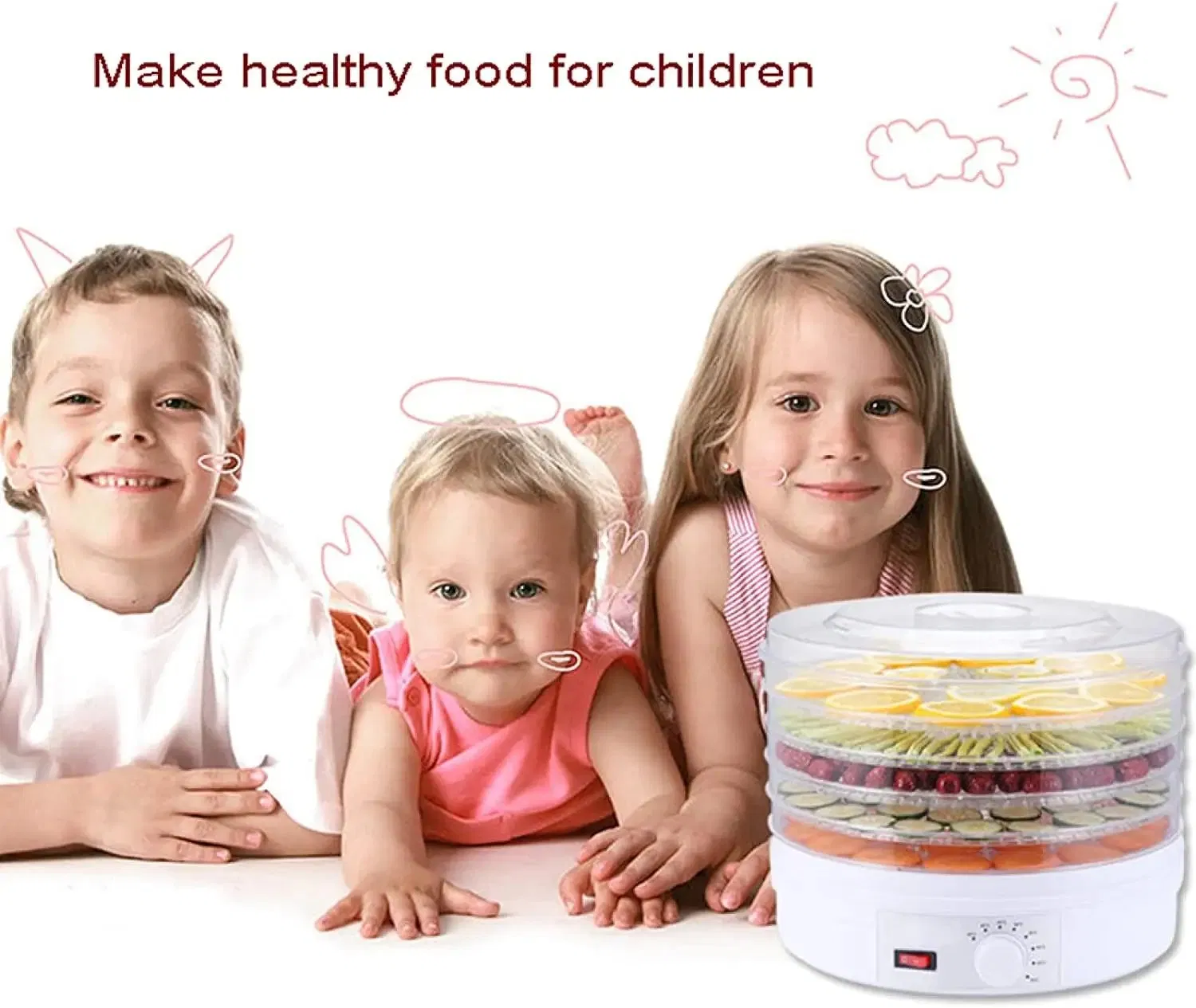 OEM Home Use 245W 5PCS Stackable Tier Commercial Health Food Dehydrator