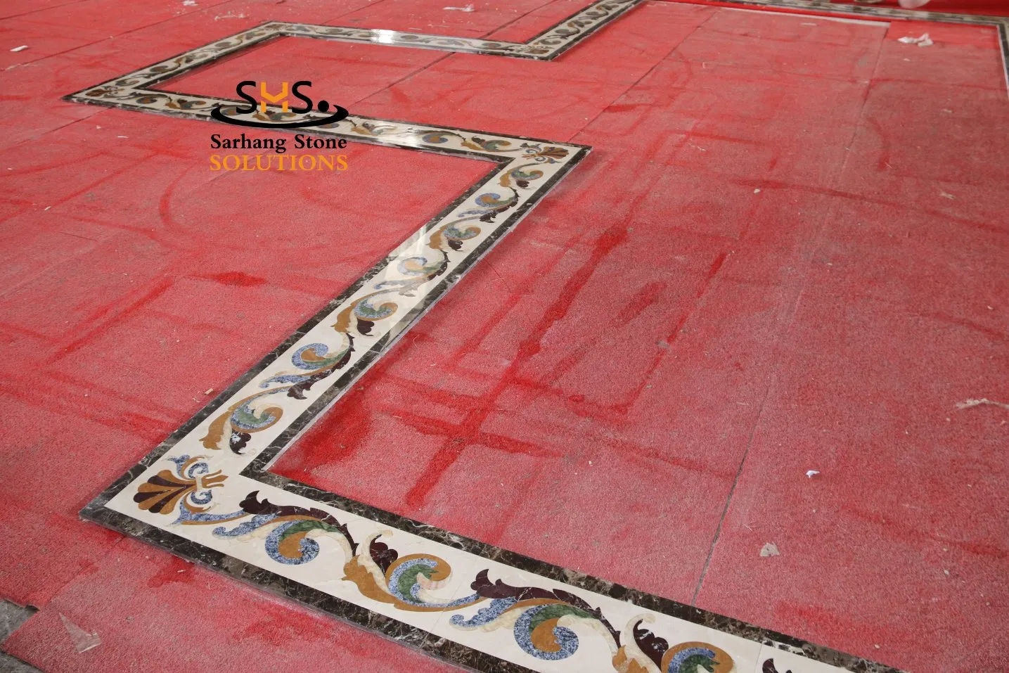 European Style Waterjet Marble Inlay Border Designs for Floor