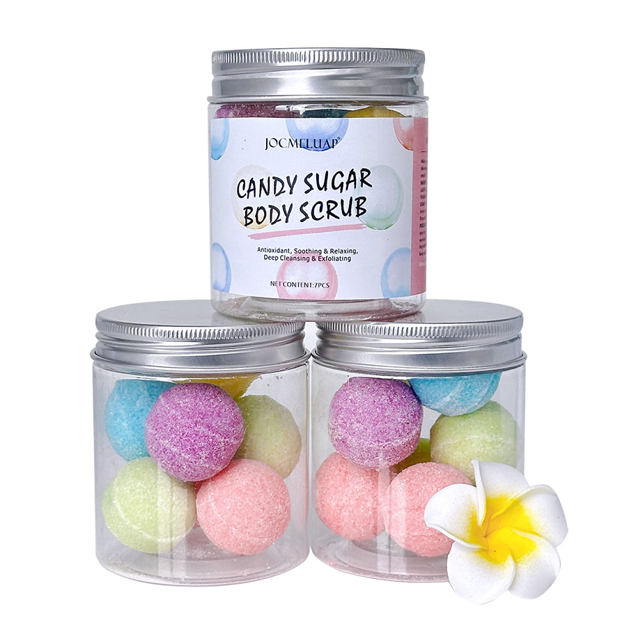 OEM Candy Sugar Body Scrub Ball Whitening Sugar Body Scrub Organic Body Care Exfoliator Colorful Body Scrub Balls
