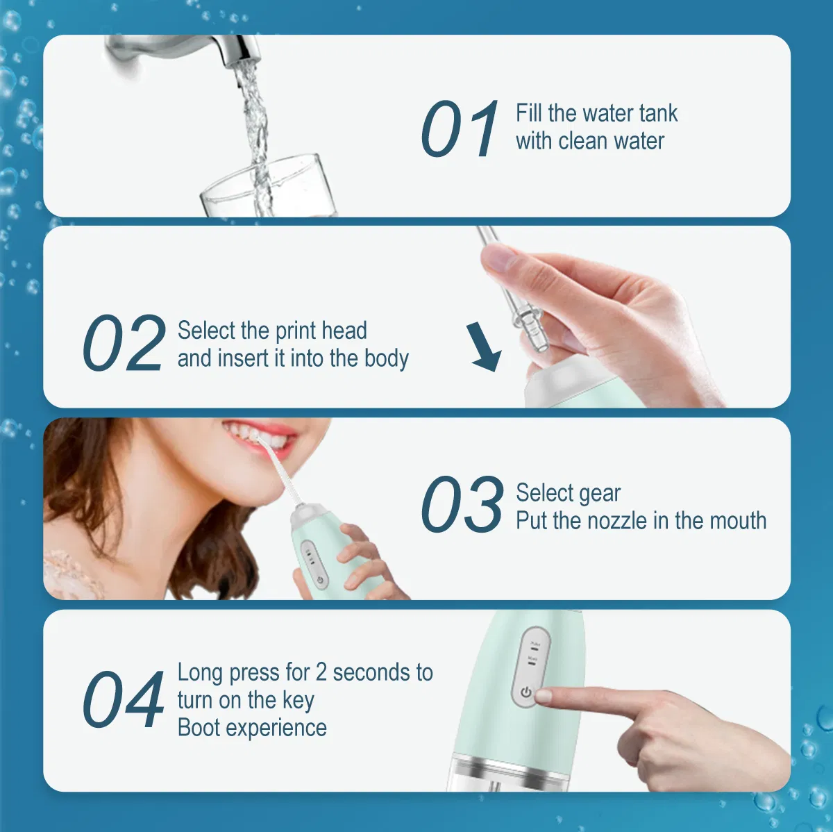 Non-Medicated Adult Tahath Color Box /Brown Carton Electric Toothbrush Water Flosser