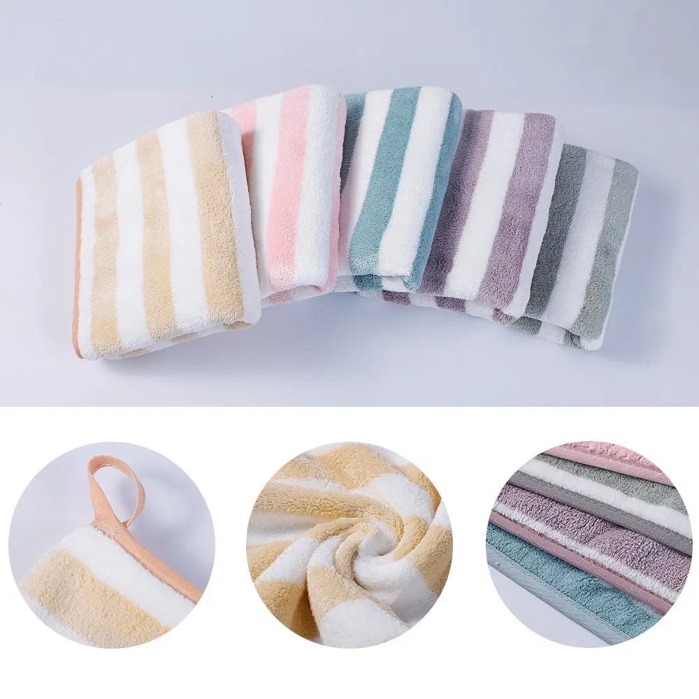 35X75cm 300GSM Cationic Microfiber Stripe Hotel Eco-Friendly Soft Bath Towel