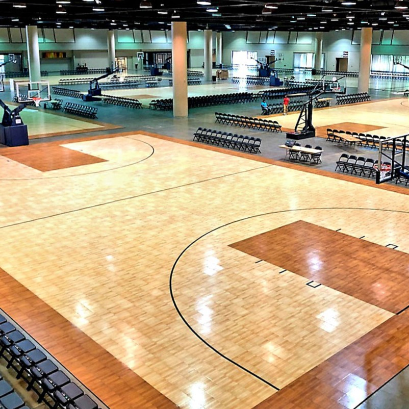 Shock-Absorbing Wooden Sports Floor for Gym and Basketball Hall