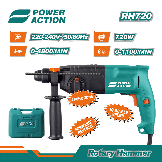 Electric Mini 720W 3 Function Drill 20mm 24mm Professional Rotary Hammer