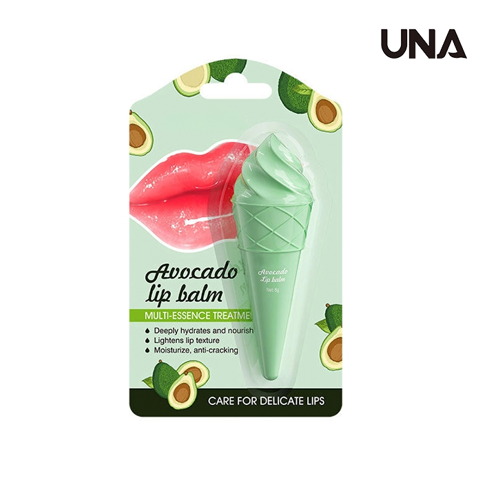 Wholesale 6g Sadoer Avocado Honey Peach Fruit Lip Balm Ice Cream Shaped Hydrating Moisturizing Oil Lip Balm for Lip Care