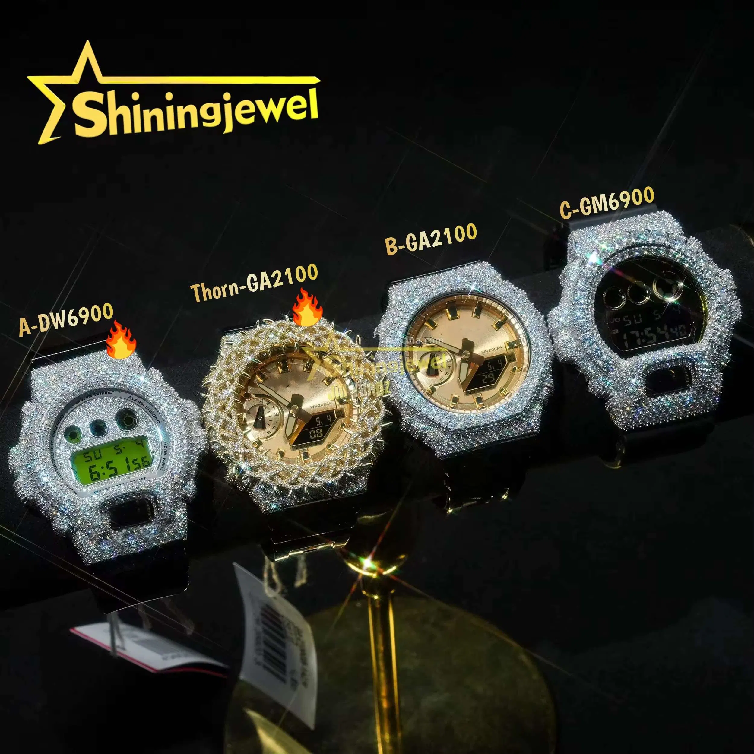 Super Hot Selling New Ga2100 GM6900 Thorn Design Buss Down Watch Bezel Collection Custom Made Buss Down Watch Case Band Hip Hop