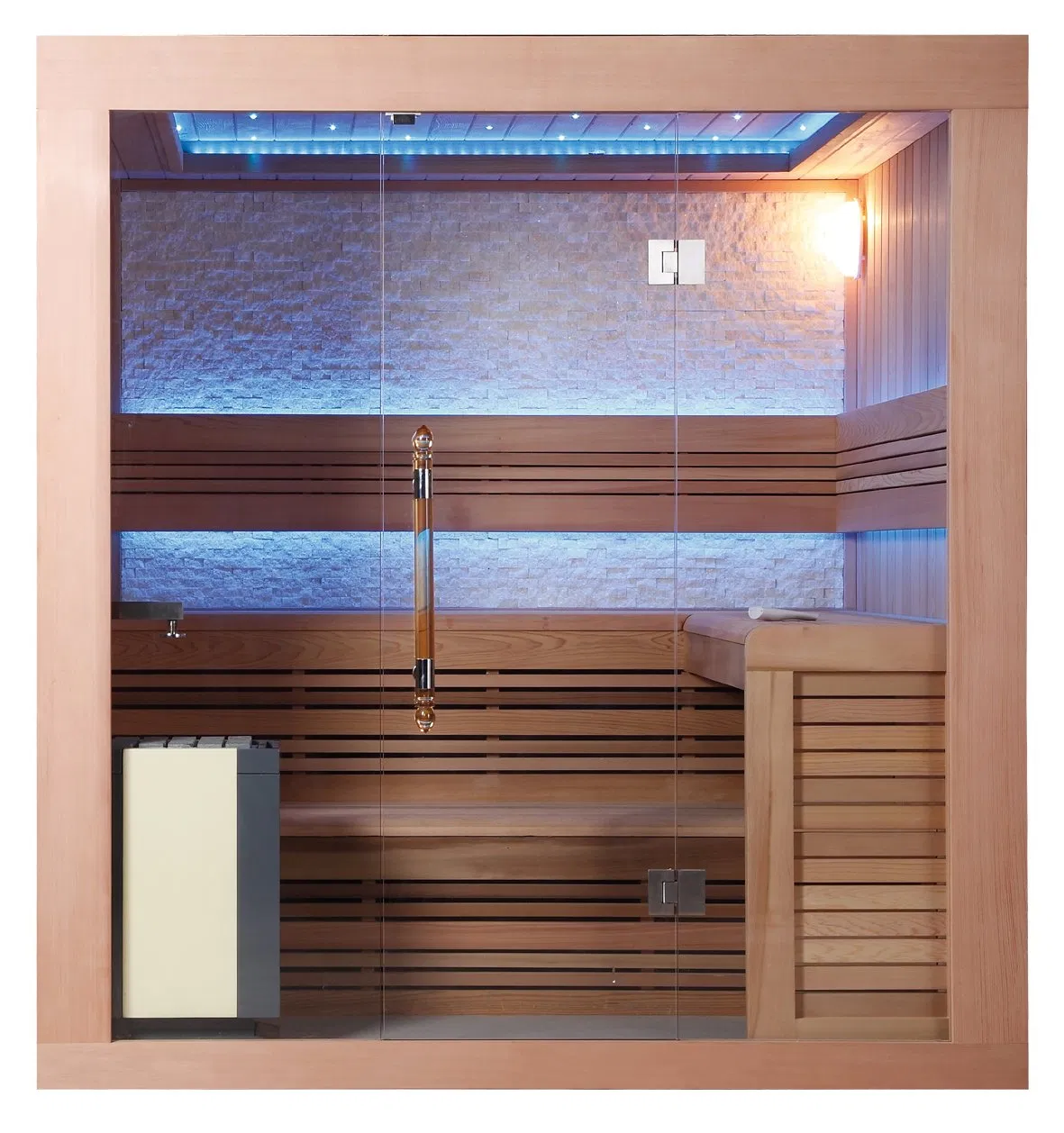 Деревянная сауна на двоих с обогревателем и светодиодной подсветкой