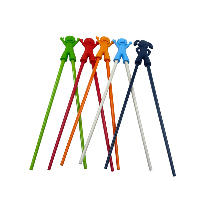 Wholesale OEM Cartoon Tableware Reusable FDA Colorful Silicone Chopsticks for Children