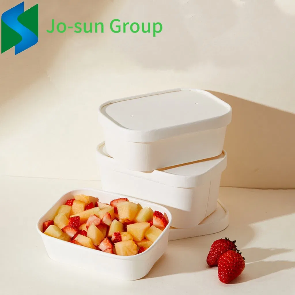 Jo-Sun Rectangular Paper Box Disposable Kraft Paper Bowl Take Away Salad Paper Lid