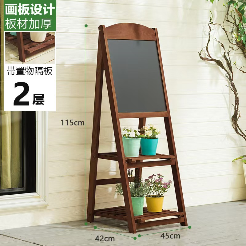 Wholesale Foldable Blackboard Planter Rack Wooden Blackboard Flower Stand Shelf