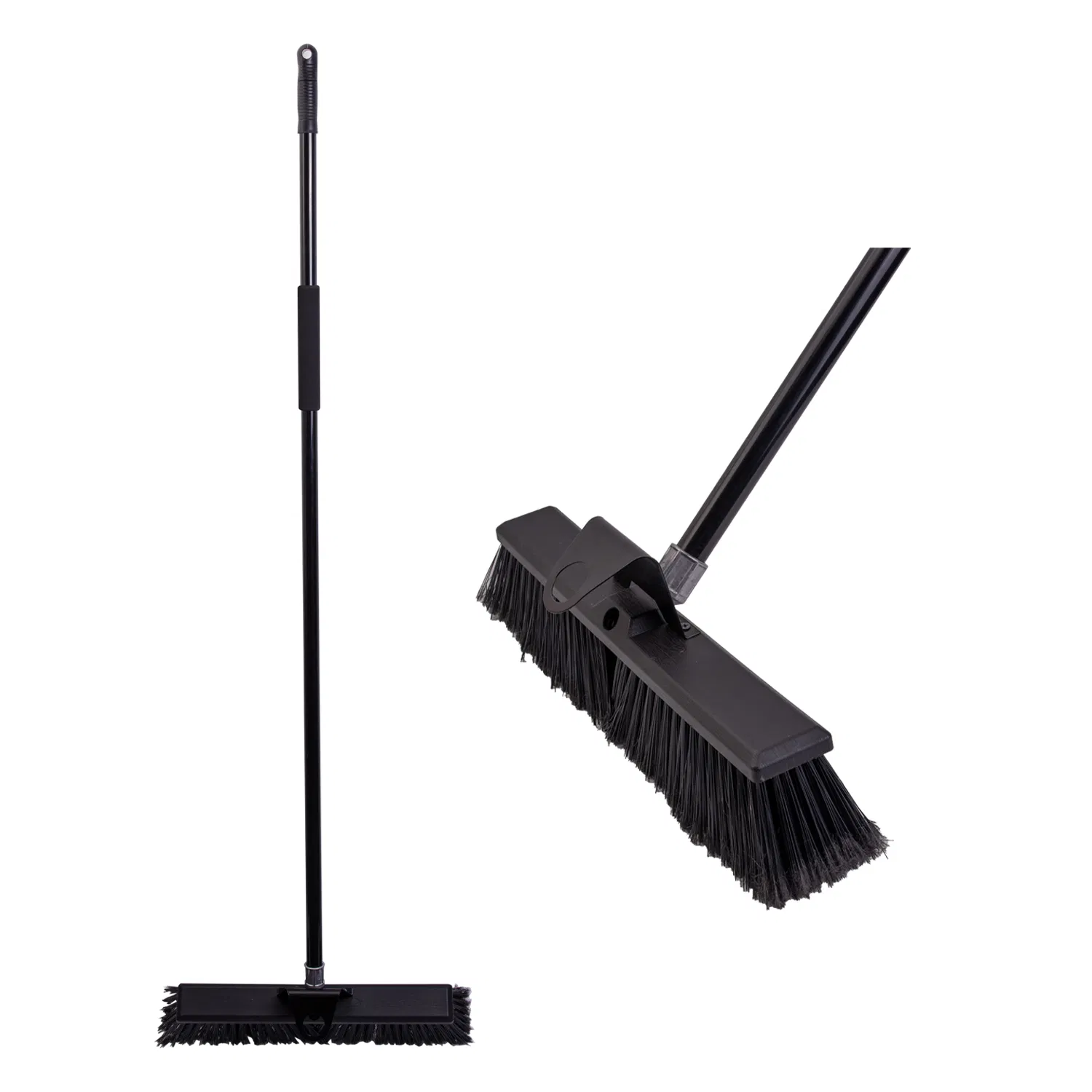 18 Inches Heavy Duty Push Broom Outdoor with Long Handle Black