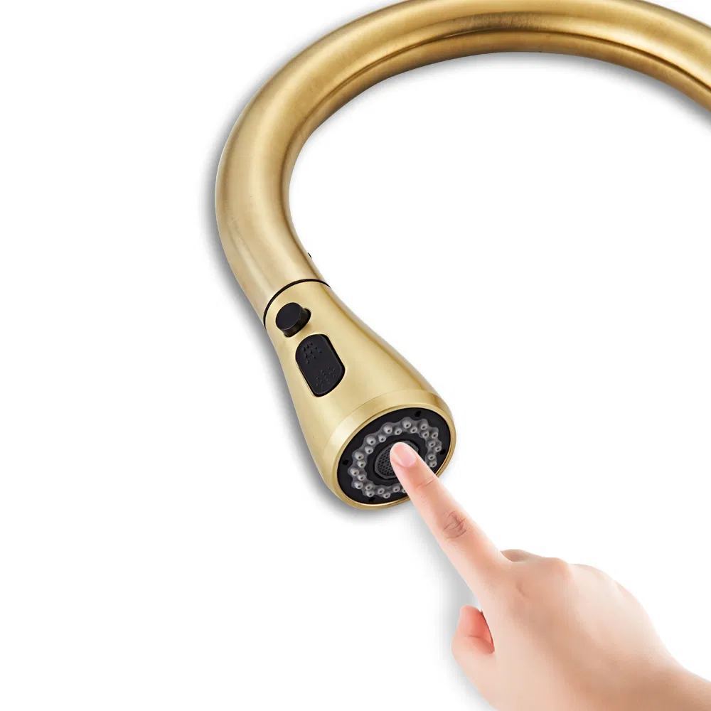 Brass Copper Long Neck Swivel 1hole Single Lever Pull out Kitchen Sink Water Faucet Kitchen Water Mixer Taps