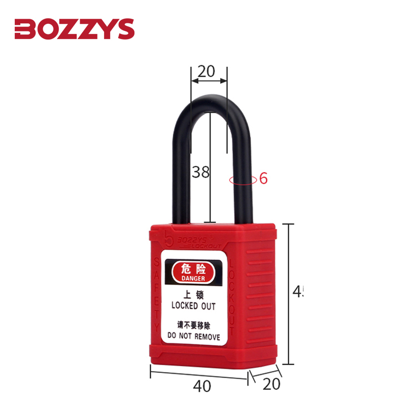 OEM 38mm Industrial Nylon Shackle Safety Padlock Lockout Lock Industrial Padlock Safety Loto Padlocks