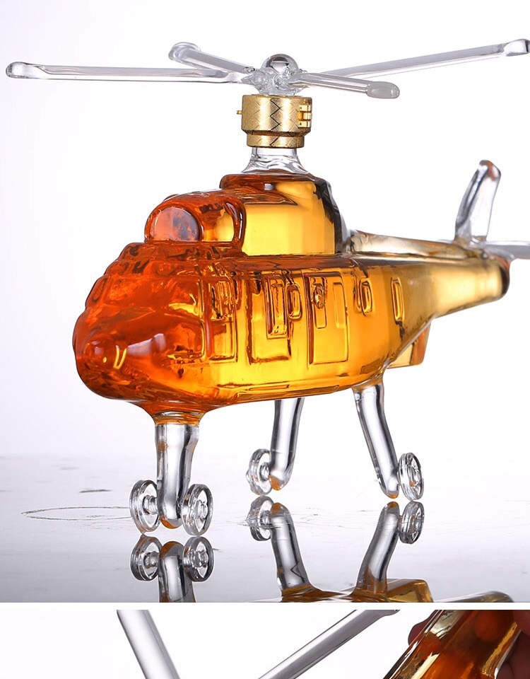 Factory Unique Aircraft Shaped High Borosilicate Glass Whiskey Beer Glass Bottle Decanter