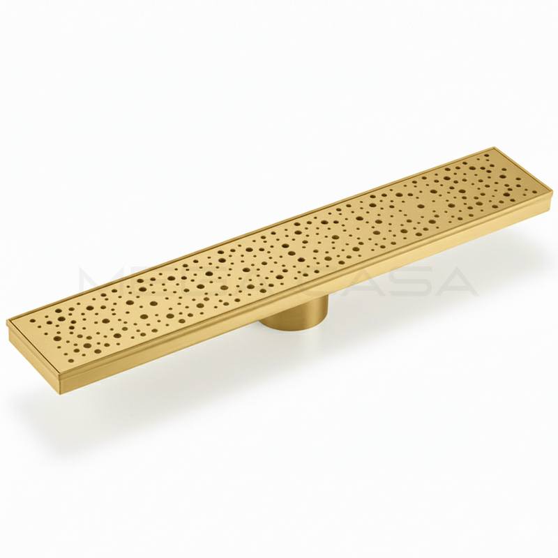 Indoor & Outdoor Stainless Steel Linear Floor Drain 600mm Long Anti-Clog Shower Drain for Bathroom, Terrace & Apartment