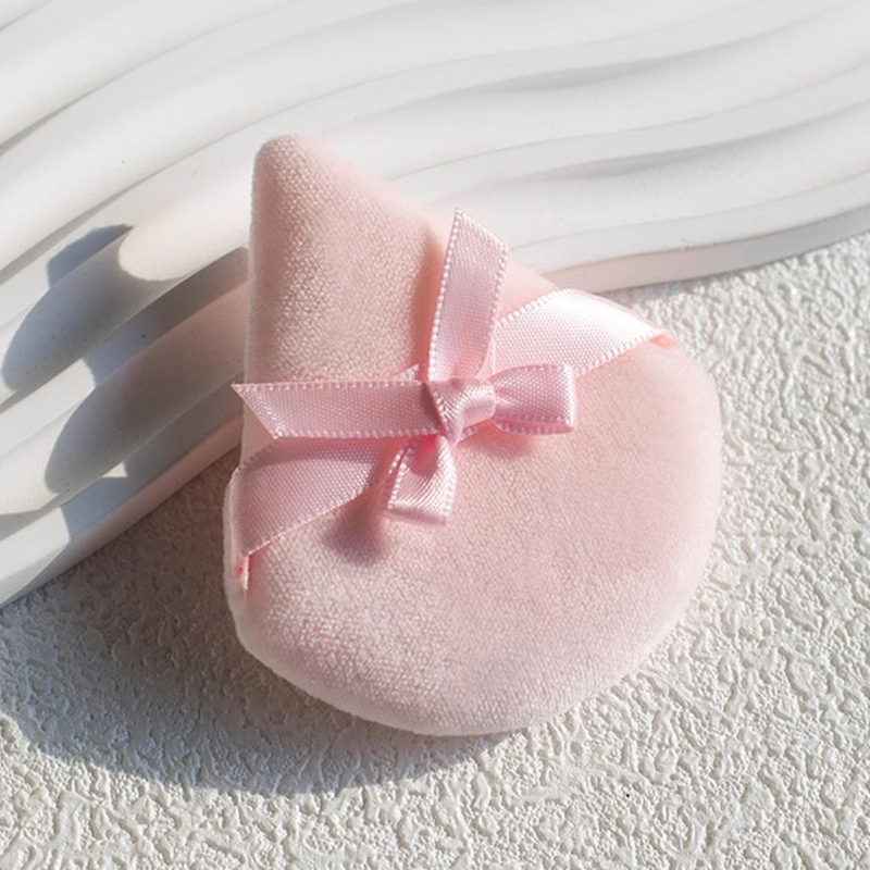 Short-Pile Bowknot Triangle Makeup Puff