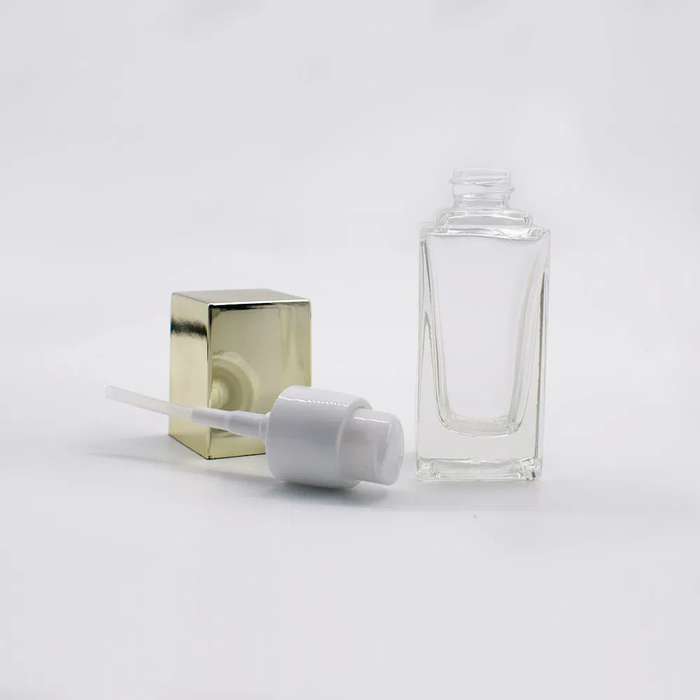 Label Square 25ml Silver Pump Cap Fragrance Perfume Glass Spray Bottle