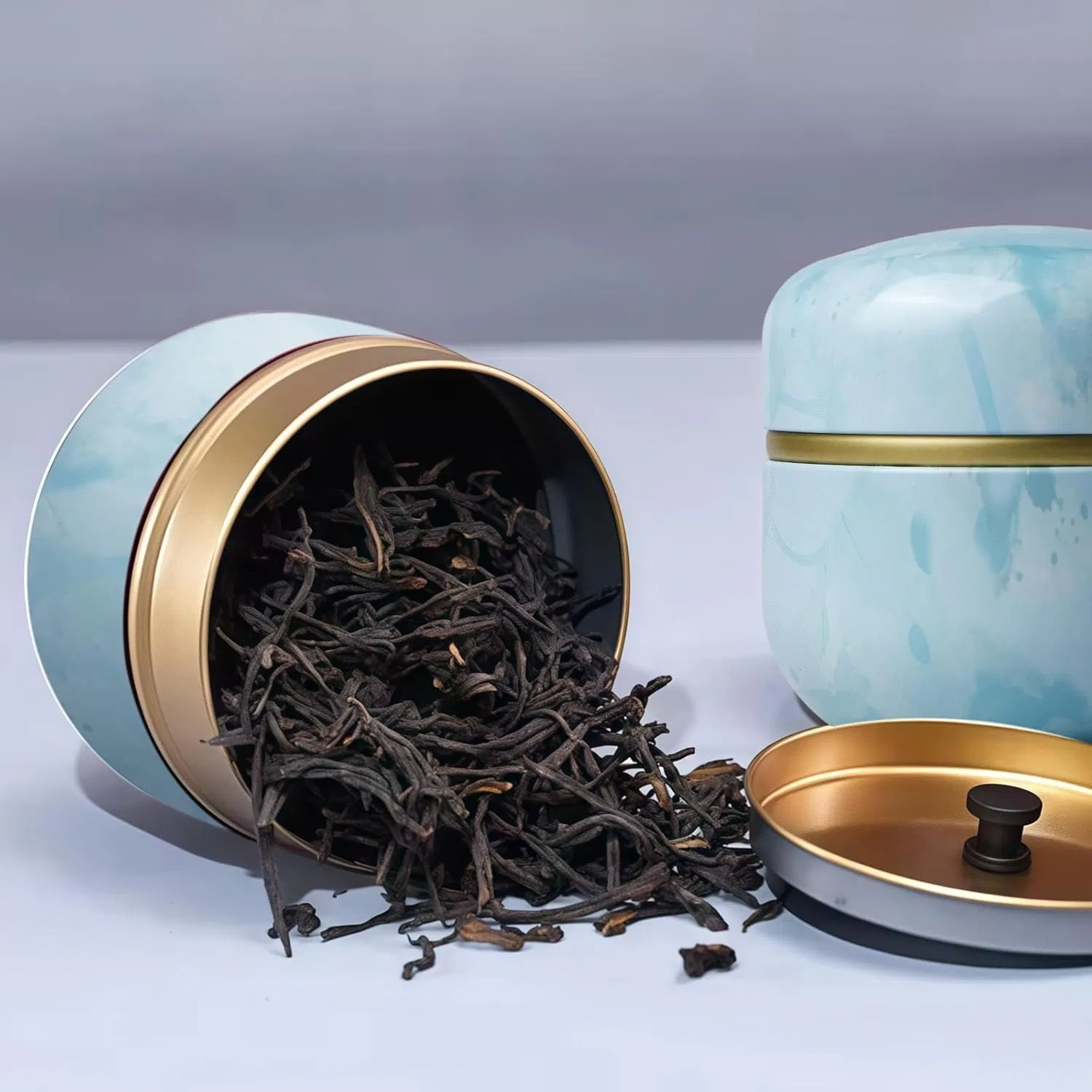 Wholesale Price OEM Manufacturer Personalized Round Metal Tea Canister for Loose Tea Storage with Lid Matcha Container Storage