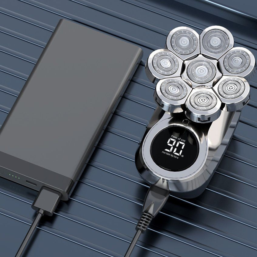 Men's Eight-Blade Multi-Functional Electric Shaver with Wet and Dry Waterproof Bald Hair Clipper