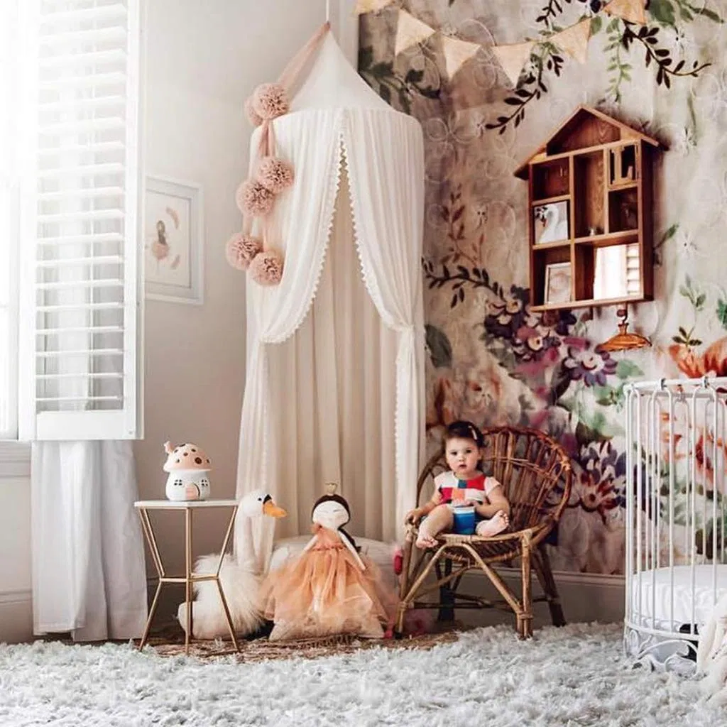 Bed Canopy Hanging Net Baby Crib Castle Nursery Playroom Decor Mosquito Net