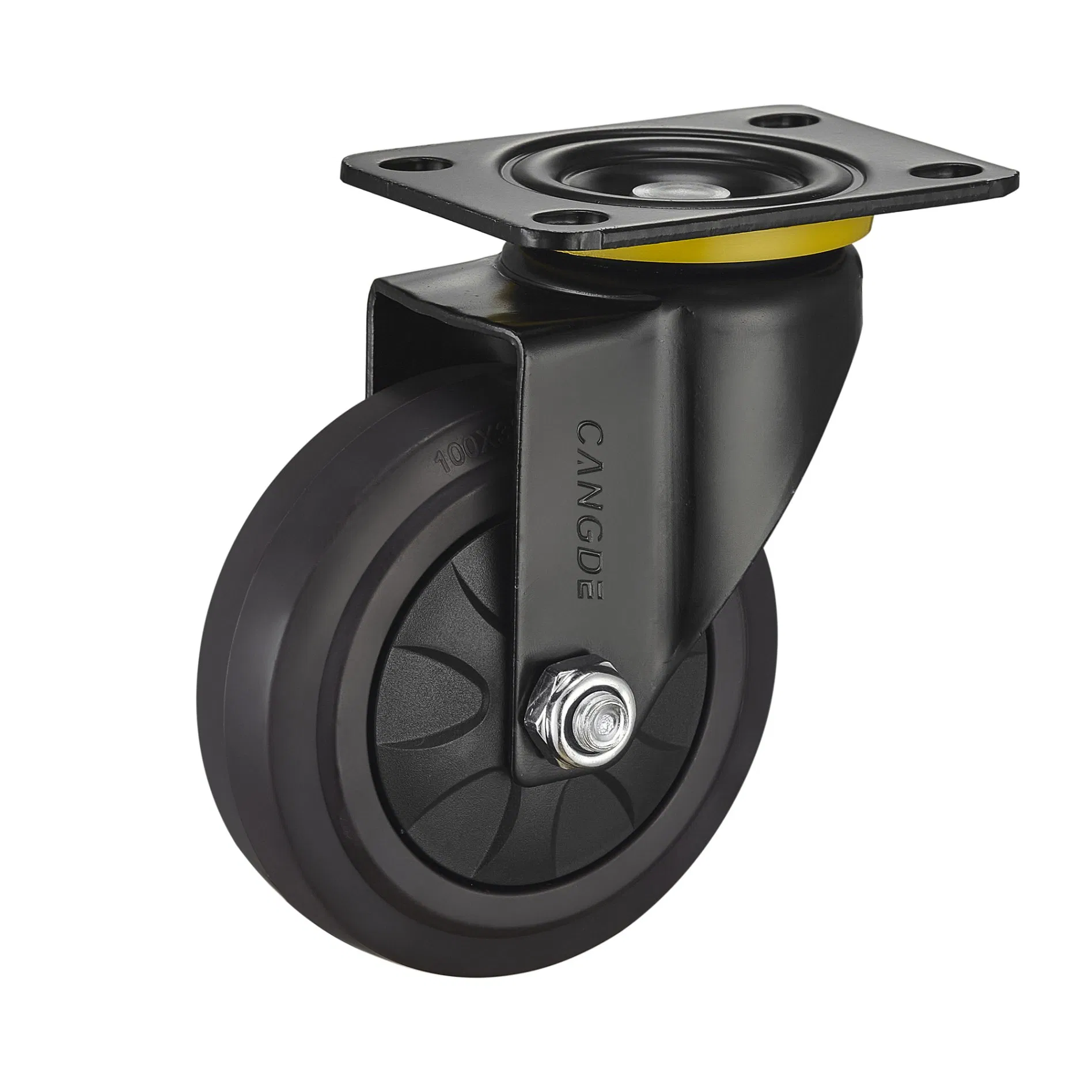 Brown TPR Rubber Brake Casters Medium Duty-2.5/3/4/5 Inch Silent Elastic Wheels with Total Lock
