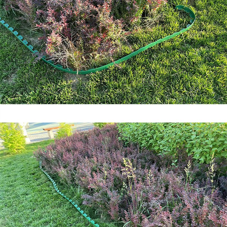 10cm/15cm/20cm Width Plastic Lawn Edging Coil Terrace Board, Green /Black Landscape Edging Roll
