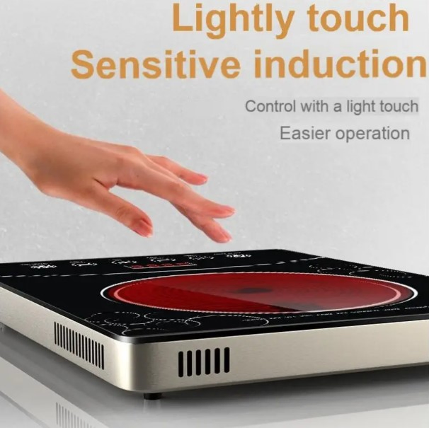Efficient Electric Cooktop with Touch Operation and Ceramic Cookware