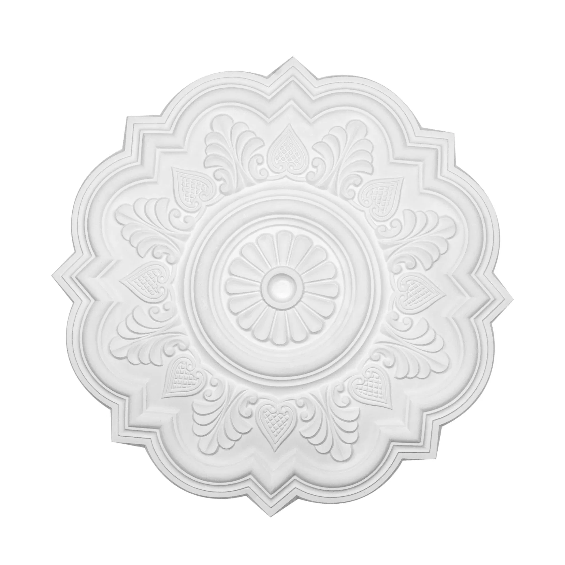 Polystyrene White Rosette Designs EPS Foam Carved Ceiling Rose Medallion for Home Decoration